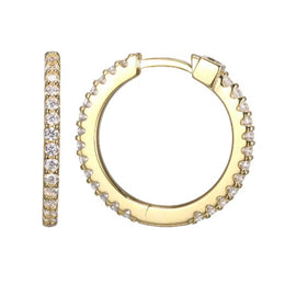 Elle Sterling Silver CZ Yellow Gold Plated Stardust Hoop Earrings