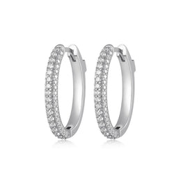 Elle Sterling Silver CZ 15x20mm Stardust Hoop Earrings