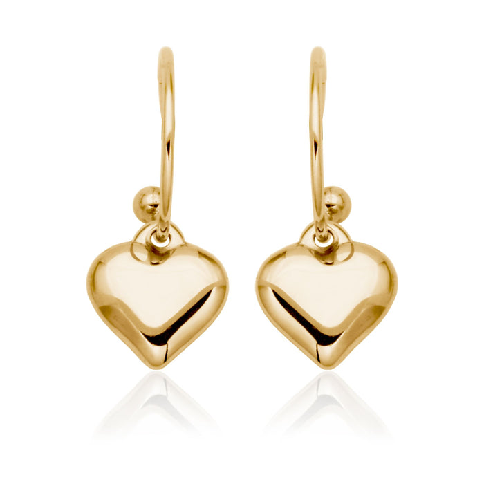 Steelx Stainless Steel Puffy Heart Earrings: Gold Tone