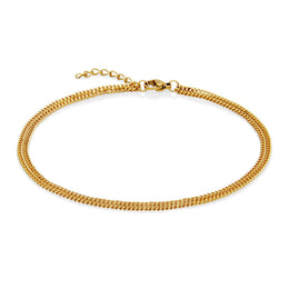 Steelx Stainless Steel Yellow Gold Plated Double Link Anklet