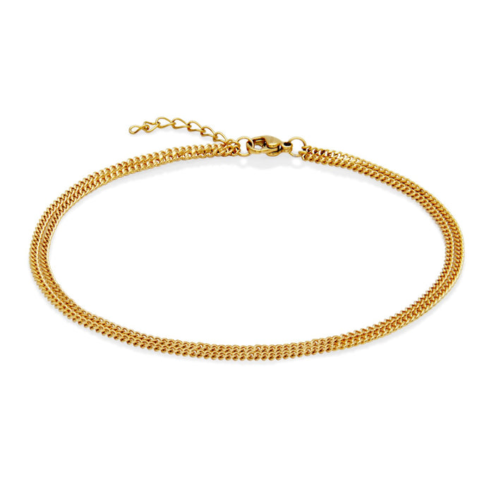 Steelx Stainless Steel Yellow Gold Plated Double Link Anklet