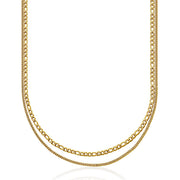 Steelx Stainless Steel Yellow Gold-Tone Double Layer Chain Necklace
