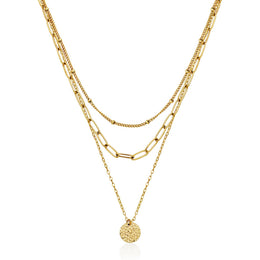 Steelx Gold Plated 3 Layer Necklace