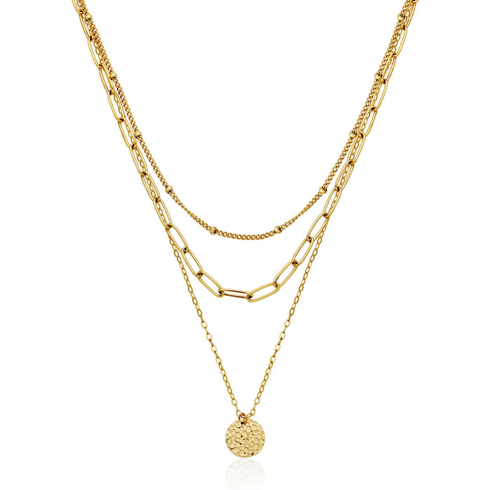 Steelx Gold Plated 3 Layer Necklace
