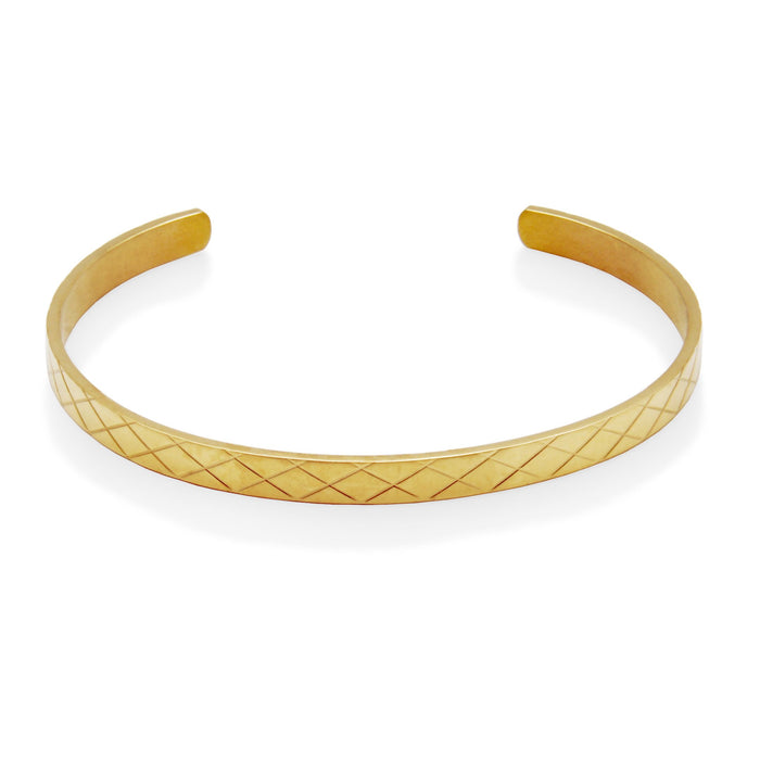 Steelx Stainless Steel Yellow Gold-Tone Textured Adjustable Bangle Bracelet