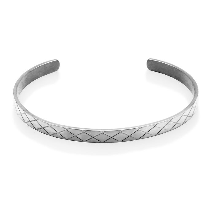Steelx Stainless Steel Textured Adjustable Bangle Bracelet
