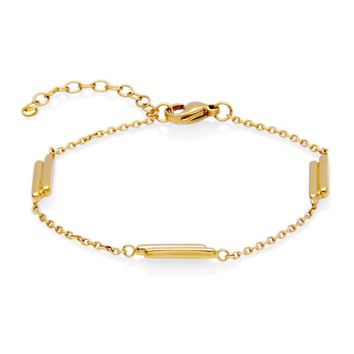 Steelx Stainless Steel Yellow Gold-Tone Bar Link Bracelet