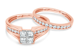 1.00C.T.W Rose Gold Diamond Engagement Set