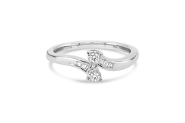 White Gold Natural Diamond Two Stone Ring