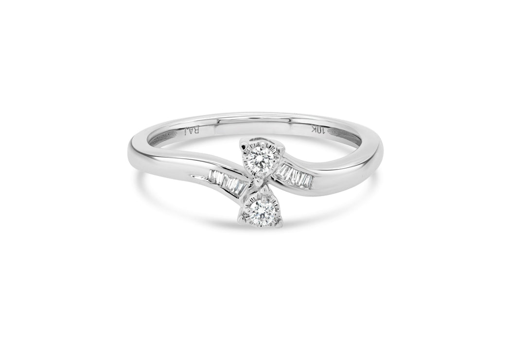 White Gold Natural Diamond Two Stone Ring