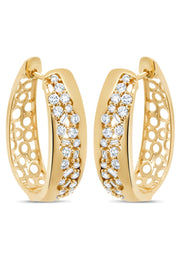 1.00 CTW Diamond Yellow Gold Hoop Earrings