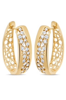 1.00 CTW Diamond Yellow Gold Hoop Earrings