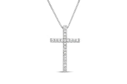 .11CTW White Gold Cross Necklace