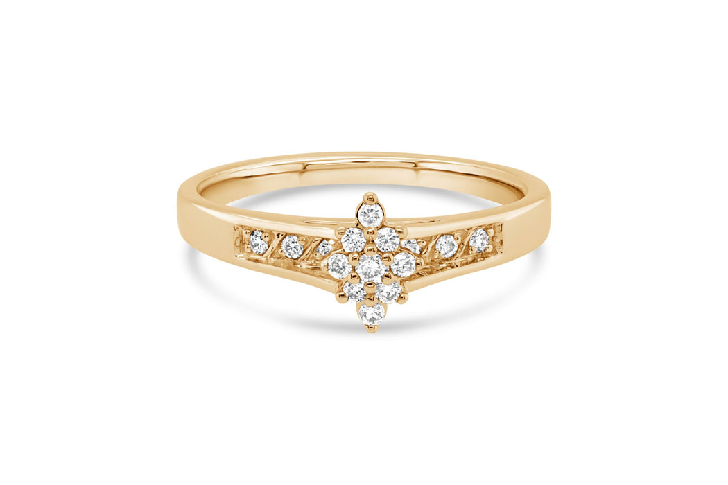.17CTW Yellow Gold Cluster Ring