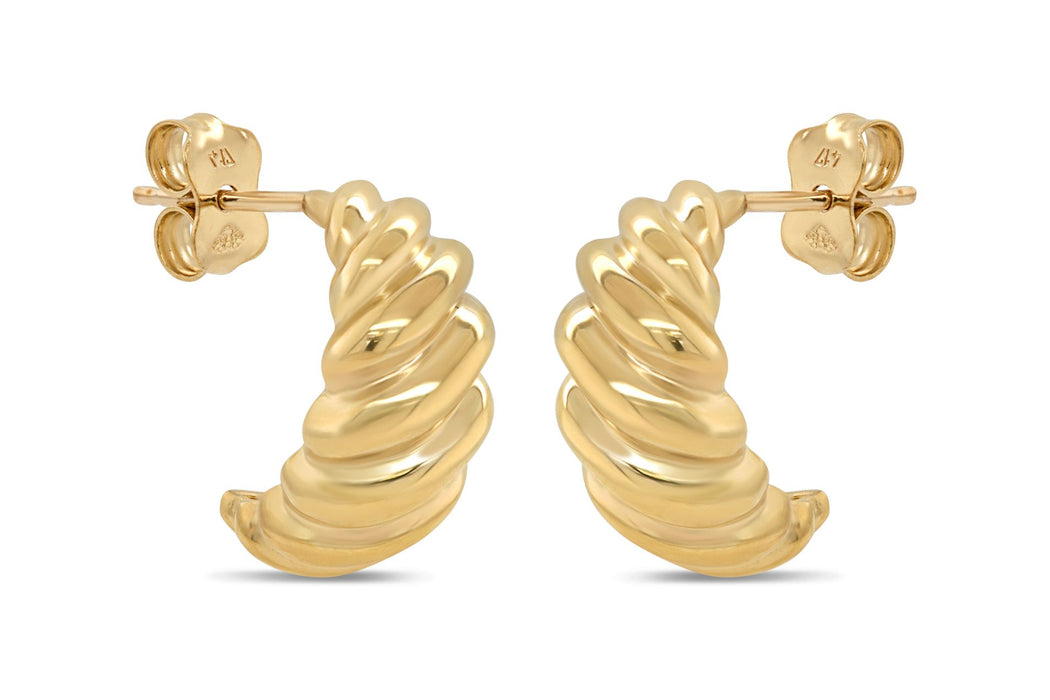 Yellow Gold Croissant Hoop Earrings