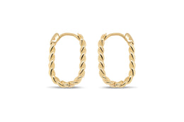 Yellow Gold Oval Hoop Earrings