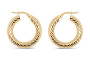 Yellow Gold Twist Hoop Earrings