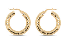 Yellow Gold Twist Hoop Earrings