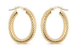 Yellow Gold Twist Hoop Earrings