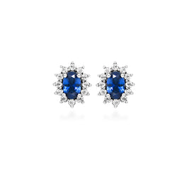 Casablanca Sterling Silver Blue Star Sapphire Studs