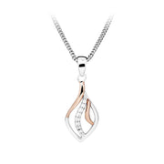 Casablanca Sterling Silver & Rose Gold Swirl Drop Necklace
