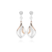 Casablanca Sterling Silver & Rose Gold Swirl Drop Earrings
