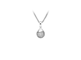 Casablanca Sterling Silver Crystal Ball Drop Necklace