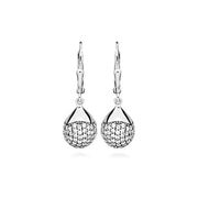 Casablanca Sterling Silver Crystal Ball Drop Earrings