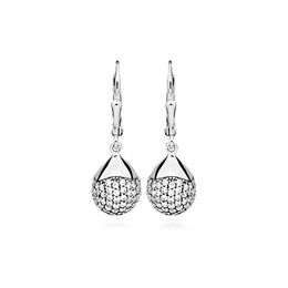 Casablanca Sterling Silver Crystal Ball Drop Earrings