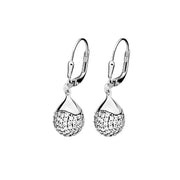 Casablanca Sterling Silver Crystal Ball Drop Earrings