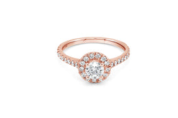 0.95C.T.W Lab Grown Round Halo Diamond Engagement Ring: Rose Gold
