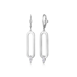 Elle Parallel Sterling Silver Paperclip Hoop Earrings