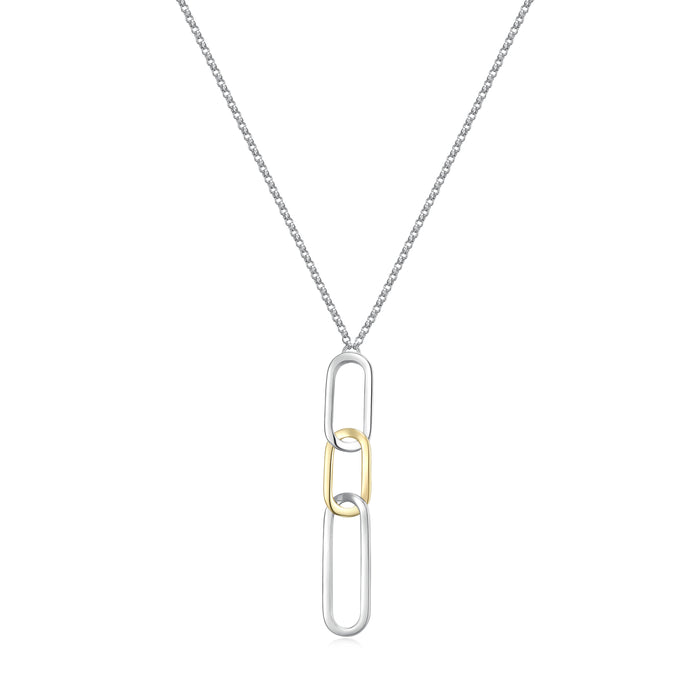 Elle Two Tone Parallel Paperclip Necklace