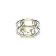 Elle Parallel Two Tone Sterling Silver Ring