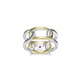 Elle Parallel Two Tone Sterling Silver Ring