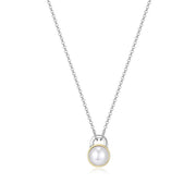 Elle Parallel Two Tone Sterling Silver Pearl Necklace