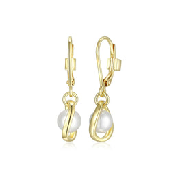 Elle Luna Pearl Yellow Gold Tone Sterling Silver Earring