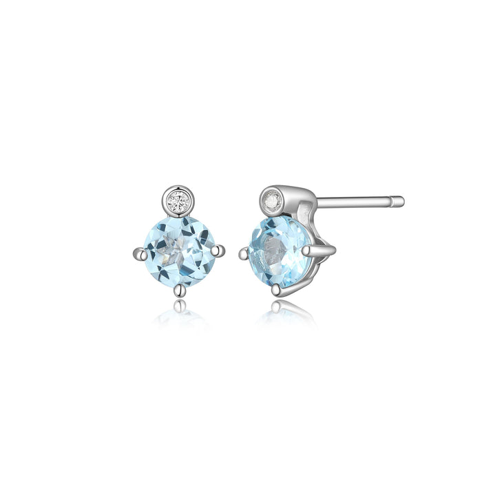 Elle Lab Grown Diamond Stud Earrings: Blue Topaz