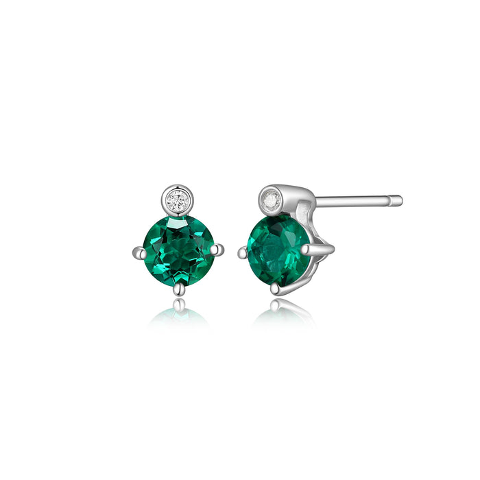 Elle Lab Grown Diamond Stud Earrings: Emerald