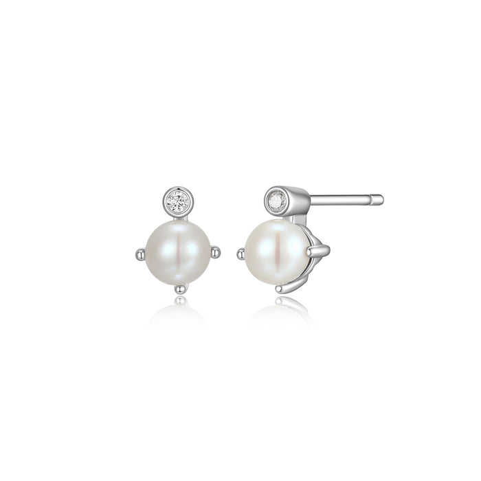 Elle Lab Grown Diamond Stud Earrings: Pearl