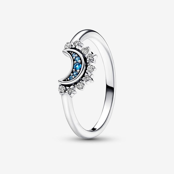 FINAL SALE - Pandora Celestial Blue Sparkling Moon Ring
