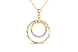 Casablanca 10K Yellow Gold Double Circle Diamond Necklace