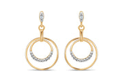 Casablanca 10K Yellow Gold Double Circle Diamond Drop Earrings