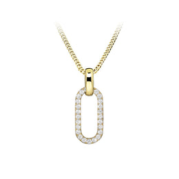 Casablanca 10K Yellow Gold Oval Drop Necklace with Pave Diamonds