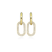 Casablanca 10K Yellow Gold Diamond Oval Drop Huggie Earrings with Pave Diamonds