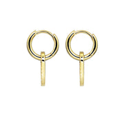 Casablanca 10K Yellow Gold Diamond Oval Drop Huggie Earrings with Pave Diamonds
