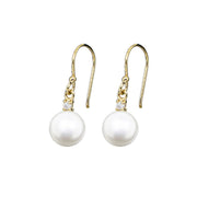 Casablanca 10K Yellow Gold Dancing Pearl and Diamond Hook Earrings