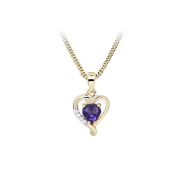 Casablanca 10K Yellow Gold Purple Amethyst Diamond Heart Necklace