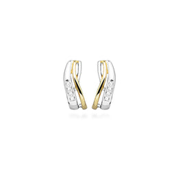 Casablanca 10K Yellow Gold Diamond Ribbon Hoop Earrings