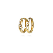 Casablanca 10K Yellow Gold Diamond Ripple Wave Hoop Earrings